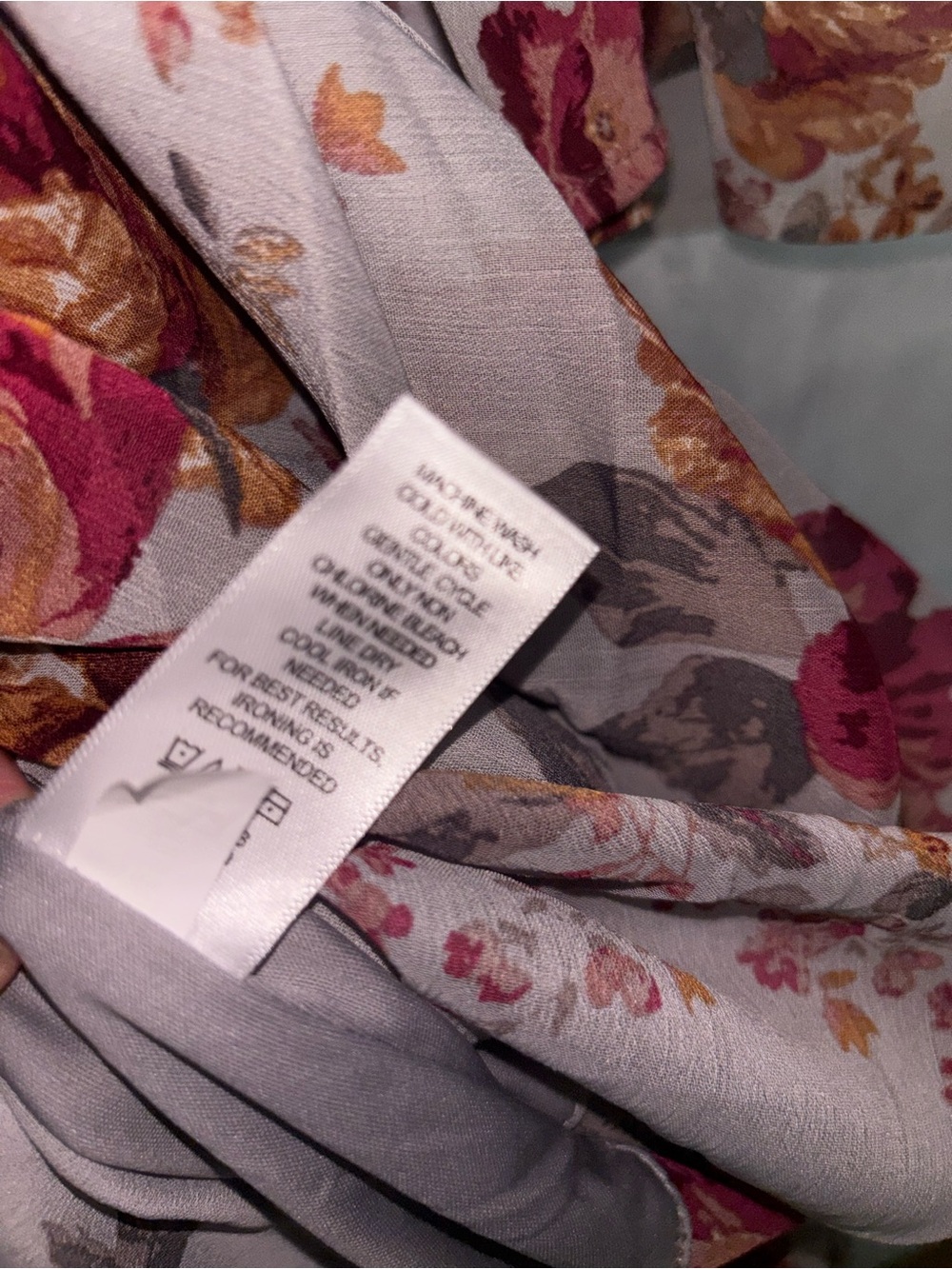 Maurices Taupe Floral Midi Dress with Rose and Burgundy Print Cottage - Picture 6 of 9